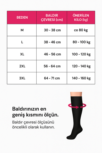 Gelişmiş Geniş Kompresyon Çorabı